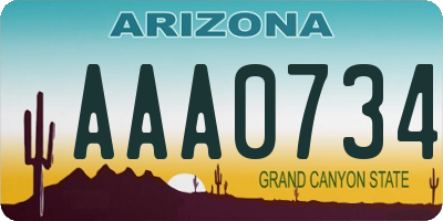 AZ license plate AAA0734