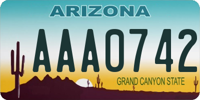 AZ license plate AAA0742