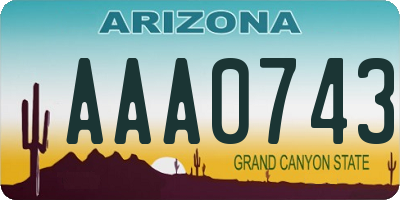 AZ license plate AAA0743