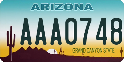 AZ license plate AAA0748