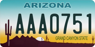 AZ license plate AAA0751