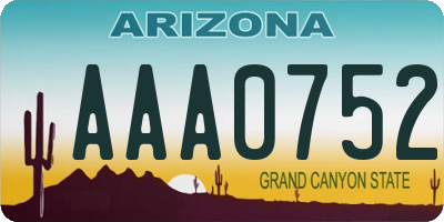 AZ license plate AAA0752