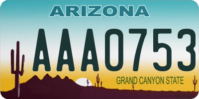 AZ license plate AAA0753