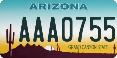 AZ license plate AAA0755