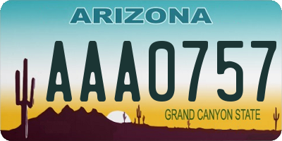 AZ license plate AAA0757