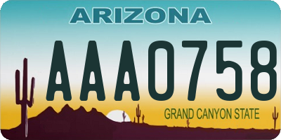 AZ license plate AAA0758