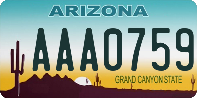AZ license plate AAA0759