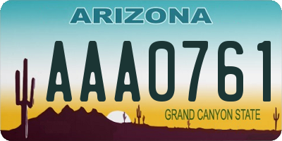 AZ license plate AAA0761