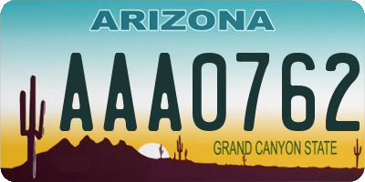 AZ license plate AAA0762