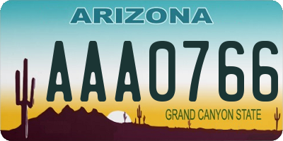 AZ license plate AAA0766