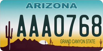AZ license plate AAA0768