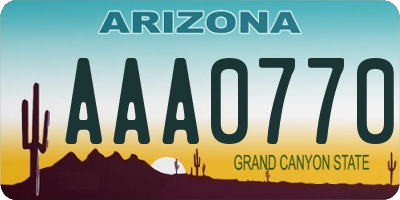 AZ license plate AAA0770