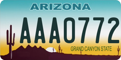 AZ license plate AAA0772