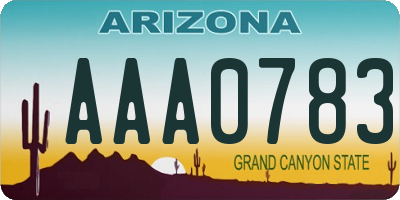 AZ license plate AAA0783