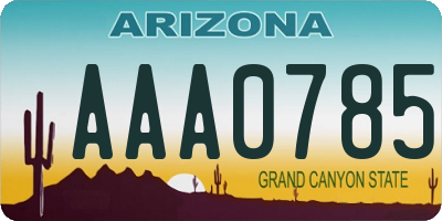 AZ license plate AAA0785