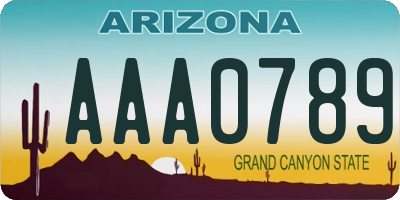 AZ license plate AAA0789
