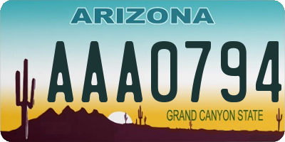 AZ license plate AAA0794