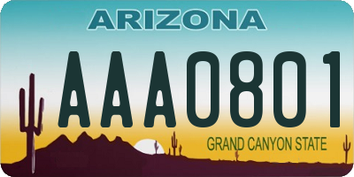 AZ license plate AAA0801