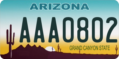 AZ license plate AAA0802