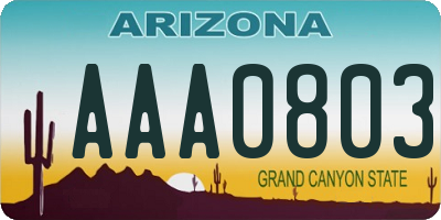 AZ license plate AAA0803