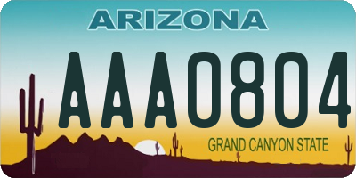 AZ license plate AAA0804