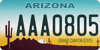 AZ license plate AAA0805