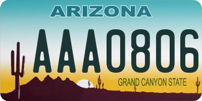 AZ license plate AAA0806