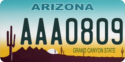 AZ license plate AAA0809