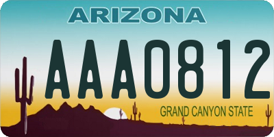 AZ license plate AAA0812