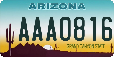 AZ license plate AAA0816