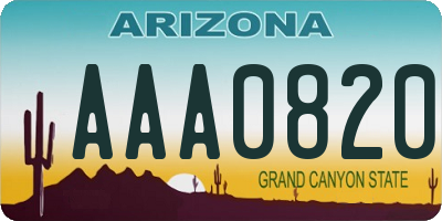 AZ license plate AAA0820