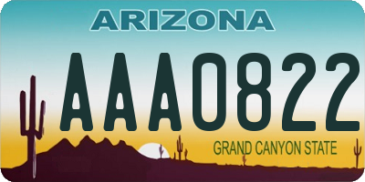 AZ license plate AAA0822