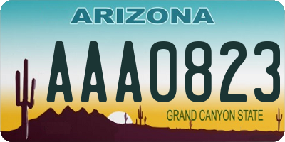 AZ license plate AAA0823