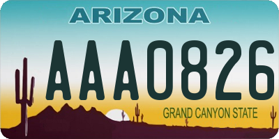 AZ license plate AAA0826