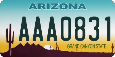 AZ license plate AAA0831