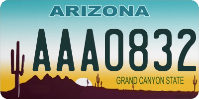 AZ license plate AAA0832