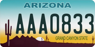 AZ license plate AAA0833