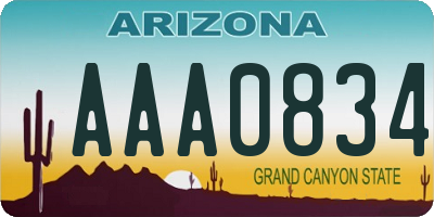 AZ license plate AAA0834