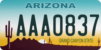 AZ license plate AAA0837