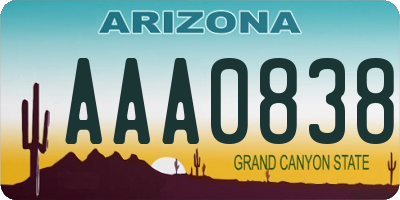 AZ license plate AAA0838