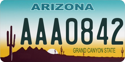 AZ license plate AAA0842
