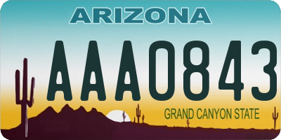 AZ license plate AAA0843