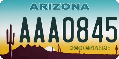 AZ license plate AAA0845