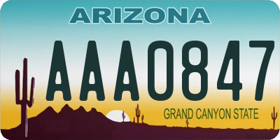 AZ license plate AAA0847