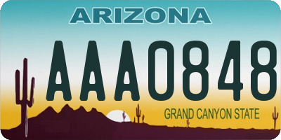 AZ license plate AAA0848