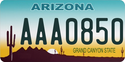 AZ license plate AAA0850