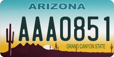 AZ license plate AAA0851