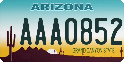 AZ license plate AAA0852