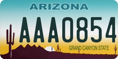 AZ license plate AAA0854