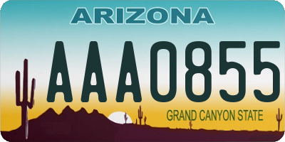 AZ license plate AAA0855